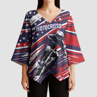 Personalized Patriotic Motocross Kimono Sleeve Blouse with USA Flag Colors – Dirt Bike Racing Design - Wonder Print Shop