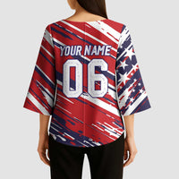 Personalized Patriotic Motocross Kimono Sleeve Blouse with USA Flag Colors – Dirt Bike Racing Design - Wonder Print Shop