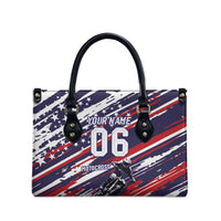 Personalized Patriotic Motocross Leather Bag with USA Flag Colors – Dirt Bike Racing Design - Wonder Print Shop
