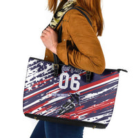 Personalized Patriotic Motocross Leather Tote Bag with USA Flag Colors – Dirt Bike Racing Design - Wonder Print Shop