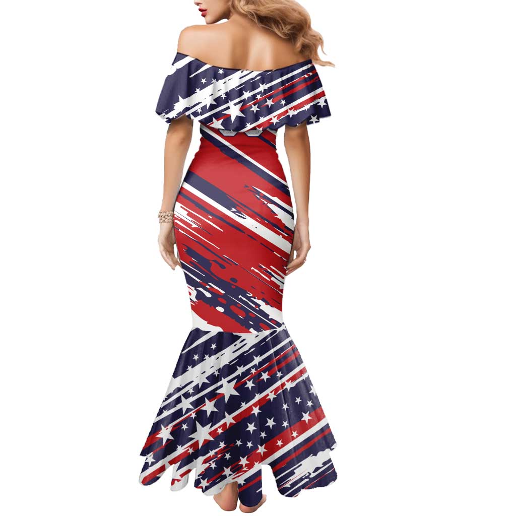 Personalized Patriotic Motocross Mermaid Dress with USA Flag Colors – Dirt Bike Racing Design - Wonder Print Shop