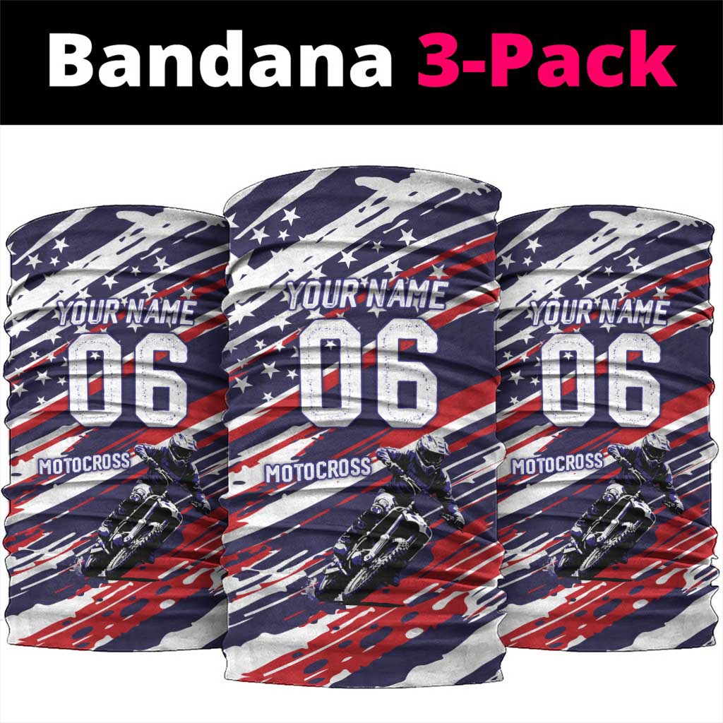Personalized Patriotic Motocross Neck Gaiter with USA Flag Colors – Dirt Bike Racing Design - Wonder Print Shop