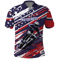 Personalized Patriotic Motocross Polo Shirt with USA Flag Colors – Dirt Bike Racing Design - Wonder Print Shop