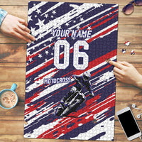 Personalized Patriotic Motocross Puzzle with USA Flag Colors – Dirt Bike Racing Design - Wonder Print Shop