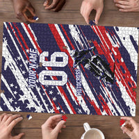 Personalized Patriotic Motocross Puzzle with USA Flag Colors – Dirt Bike Racing Design - Wonder Print Shop