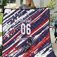 Personalized Patriotic Motocross Quilt with USA Flag Colors – Dirt Bike Racing Design - Wonder Print Shop