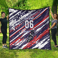 Personalized Patriotic Motocross Quilt with USA Flag Colors – Dirt Bike Racing Design - Wonder Print Shop