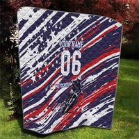 Personalized Patriotic Motocross Quilt with USA Flag Colors – Dirt Bike Racing Design - Wonder Print Shop