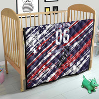 Personalized Patriotic Motocross Quilt with USA Flag Colors – Dirt Bike Racing Design - Wonder Print Shop