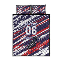 Personalized Patriotic Motocross Quilt Bed Set with USA Flag Colors – Dirt Bike Racing Design - Wonder Print Shop