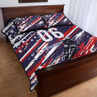 Personalized Patriotic Motocross Quilt Bed Set with USA Flag Colors – Dirt Bike Racing Design - Wonder Print Shop