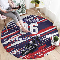 Personalized Patriotic Motocross Round Carpet with USA Flag Colors – Dirt Bike Racing Design - Wonder Print Shop