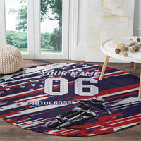 Personalized Patriotic Motocross Round Carpet with USA Flag Colors – Dirt Bike Racing Design - Wonder Print Shop