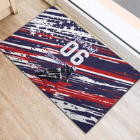 Personalized Patriotic Motocross Rubber Doormat with USA Flag Colors – Dirt Bike Racing Design - Wonder Print Shop