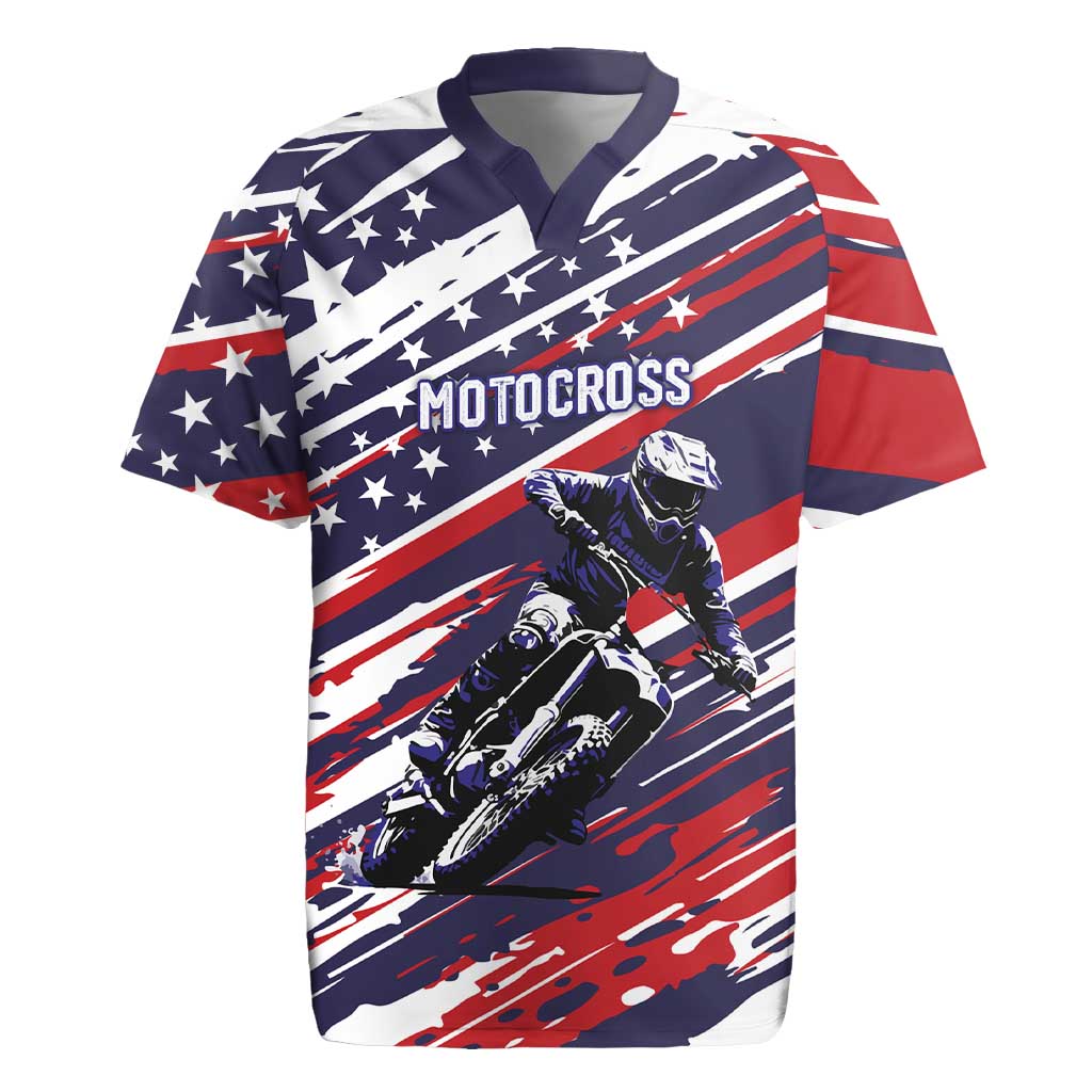 Personalized Patriotic Motocross Rugby Jersey with USA Flag Colors – Dirt Bike Racing Design - Wonder Print Shop