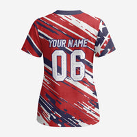 Personalized Patriotic Motocross Scrub Top with USA Flag Colors – Dirt Bike Racing Design - Wonder Print Shop