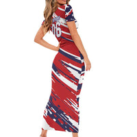 Personalized Patriotic Motocross Short Sleeve Bodycon Dress with USA Flag Colors – Dirt Bike Racing Design - Wonder Print Shop