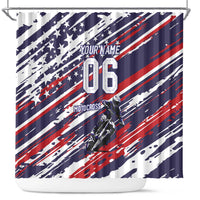 Personalized Patriotic Motocross Shower Curtain with USA Flag Colors – Dirt Bike Racing Design - Wonder Print Shop