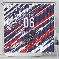 Personalized Patriotic Motocross Shower Curtain with USA Flag Colors – Dirt Bike Racing Design - Wonder Print Shop