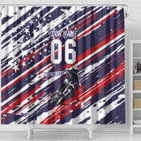 Personalized Patriotic Motocross Shower Curtain with USA Flag Colors – Dirt Bike Racing Design - Wonder Print Shop