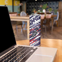 Personalized Patriotic Motocross Skinny Tumbler with USA Flag Colors – Dirt Bike Racing Design - Wonder Print Shop