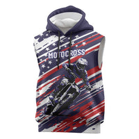 Personalized Patriotic Motocross Sleeveless Hoodie with USA Flag Colors – Dirt Bike Racing Design - Wonder Print Shop