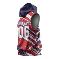 Personalized Patriotic Motocross Sleeveless Hoodie with USA Flag Colors – Dirt Bike Racing Design - Wonder Print Shop