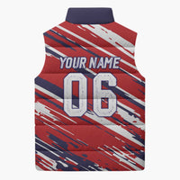 Personalized Patriotic Motocross Sleeveless Puffer Jacket with USA Flag Colors – Dirt Bike Racing Design - Wonder Print Shop