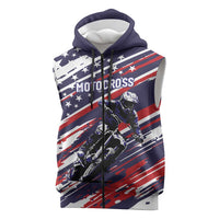 Personalized Patriotic Motocross Sleeveless Zip Hoodie with USA Flag Colors – Dirt Bike Racing Design - Wonder Print Shop