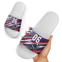 Personalized Patriotic Motocross Slide Sandals with USA Flag Colors – Dirt Bike Racing Design - Wonder Print Shop