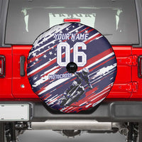 Personalized Patriotic Motocross Spare Tire Cover with USA Flag Colors – Dirt Bike Racing Design - Wonder Print Shop
