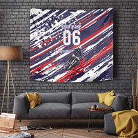 Personalized Patriotic Motocross Tapestry with USA Flag Colors – Dirt Bike Racing Design - Wonder Print Shop
