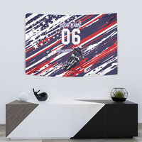 Personalized Patriotic Motocross Tapestry with USA Flag Colors – Dirt Bike Racing Design - Wonder Print Shop