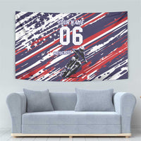 Personalized Patriotic Motocross Tapestry with USA Flag Colors – Dirt Bike Racing Design - Wonder Print Shop