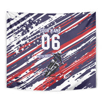 Personalized Patriotic Motocross Tapestry with USA Flag Colors – Dirt Bike Racing Design - Wonder Print Shop