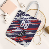 Personalized Patriotic Motocross Tote Bag with USA Flag Colors – Dirt Bike Racing Design - Wonder Print Shop