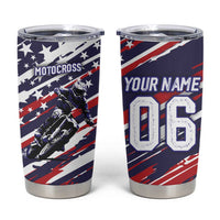 Personalized Patriotic Motocross Tumbler Cup with USA Flag Colors – Dirt Bike Racing Design - Wonder Print Shop