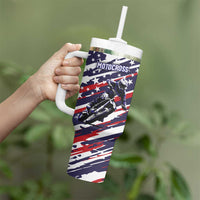 Personalized Patriotic Motocross Tumbler With Handle with USA Flag Colors – Dirt Bike Racing Design - Wonder Print Shop