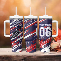 Personalized Patriotic Motocross Tumbler With Handle with USA Flag Colors – Dirt Bike Racing Design - Wonder Print Shop
