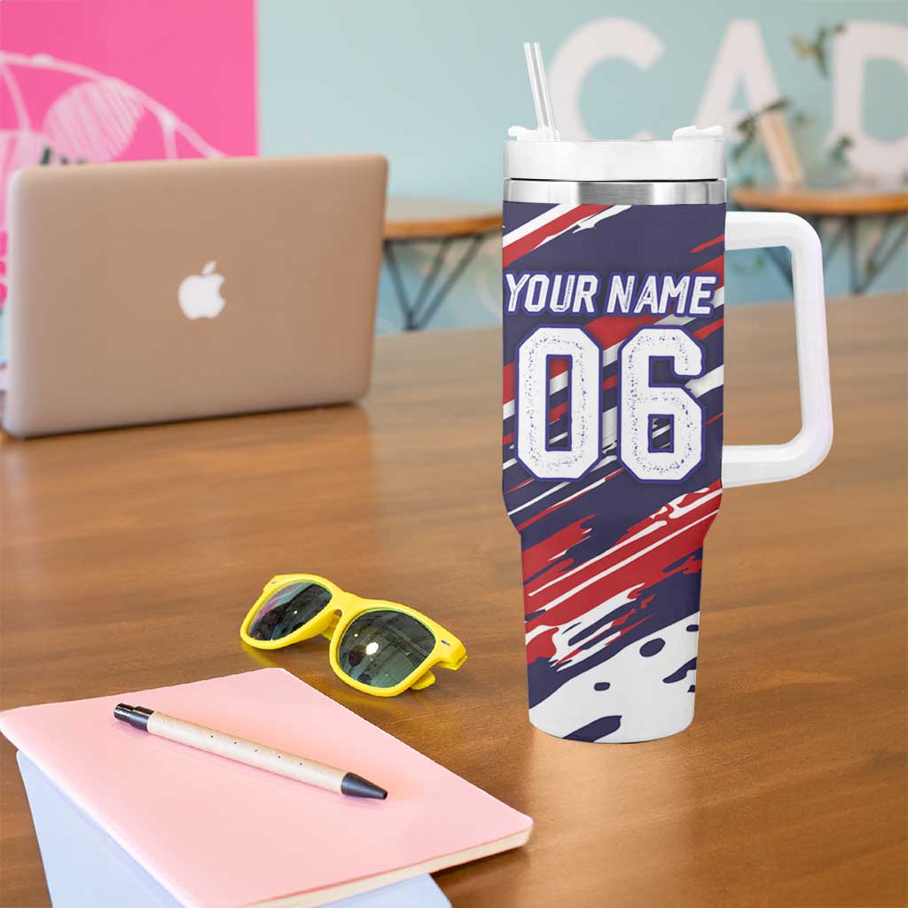 Personalized Patriotic Motocross Tumbler With Handle with USA Flag Colors – Dirt Bike Racing Design - Wonder Print Shop