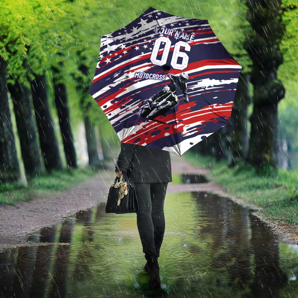 Personalized Patriotic Motocross Umbrella with USA Flag Colors – Dirt Bike Racing Design - Wonder Print Shop