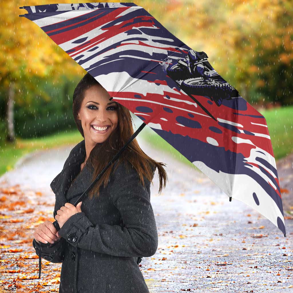Personalized Patriotic Motocross Umbrella with USA Flag Colors – Dirt Bike Racing Design - Wonder Print Shop