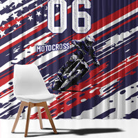 Personalized Patriotic Motocross Window Curtain with USA Flag Colors – Dirt Bike Racing Design - Wonder Print Shop