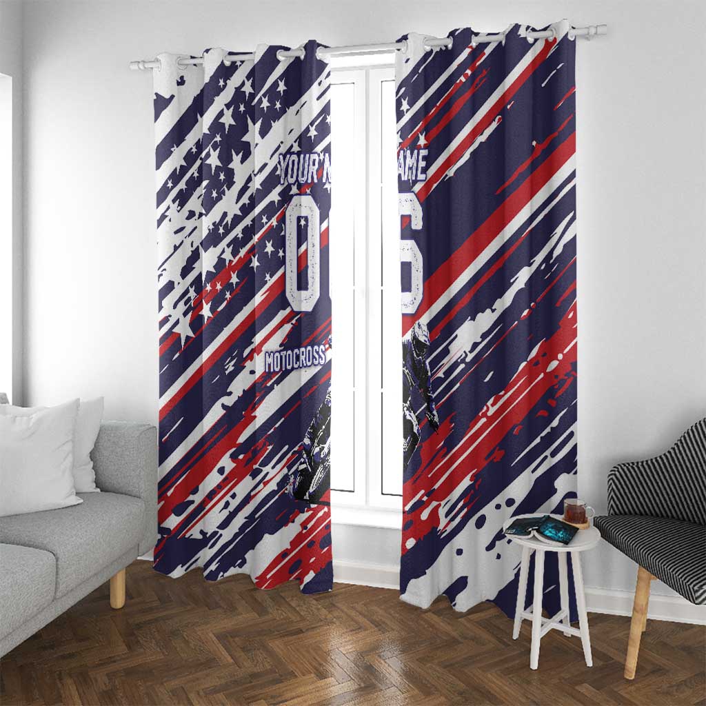 Personalized Patriotic Motocross Window Curtain with USA Flag Colors – Dirt Bike Racing Design - Wonder Print Shop
