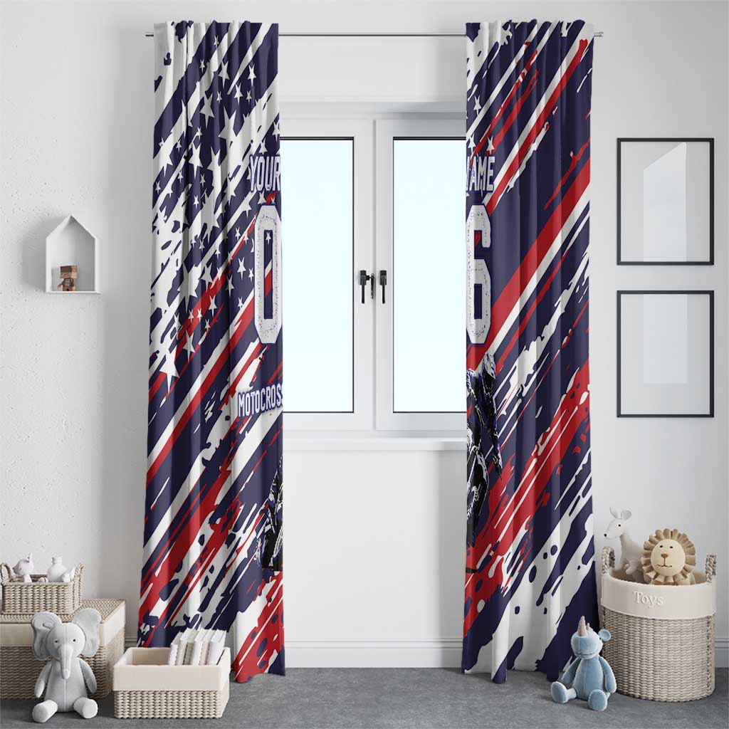 Personalized Patriotic Motocross Window Curtain with USA Flag Colors – Dirt Bike Racing Design - Wonder Print Shop