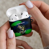 Personalized Bass Fishing AirPods Case with Jumping Fish – Green and Black Angler Design - Wonder Print Shop