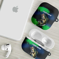 Personalized Bass Fishing AirPods Case with Jumping Fish – Green and Black Angler Design - Wonder Print Shop