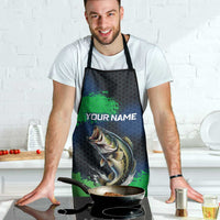 Personalized Bass Fishing Apron with Jumping Fish – Green and Black Angler Design - Wonder Print Shop
