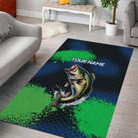 Personalized Bass Fishing Area Rug with Jumping Fish – Green and Black Angler Design - Wonder Print Shop