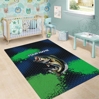 Personalized Bass Fishing Area Rug with Jumping Fish – Green and Black Angler Design - Wonder Print Shop